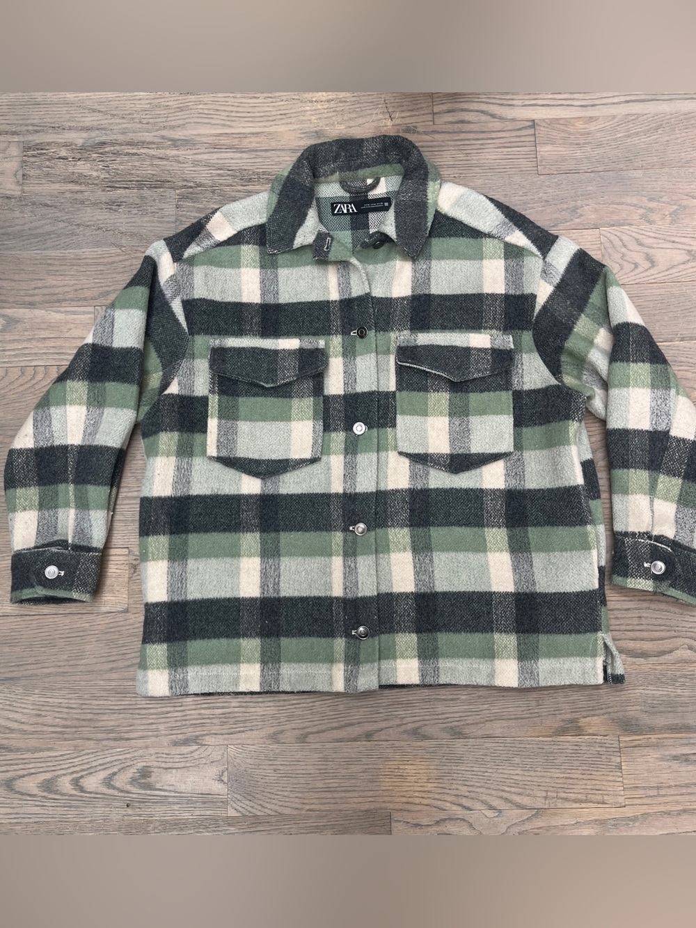 Zara green wool flannel jacket